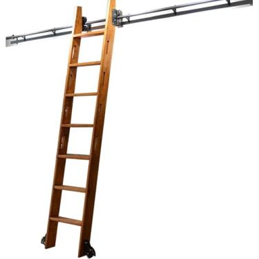 Imagem de Kit De Escada De Biblioteca Rolante Resistente | Trilho Deslizante Com Rodas De Rolo De Piso | Ideal Para Estantes E Armazéns, 16ft/500cm Track kit
