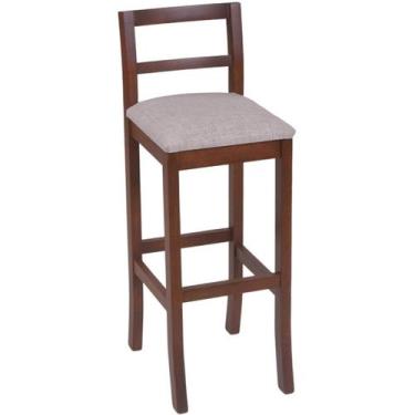 Imagem de Banqueta Olímpia Alta em Madeira Maciça - Refinatto, Castanho