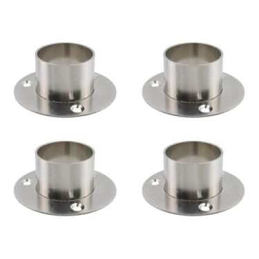 Imagem de Geesatis 4 peças de suporte de flange alta de haste de armário para haste de suporte de guarda-roupa, com parafusos de montagem, aço inoxidável, tubos de diâmetro de 3,9 cm