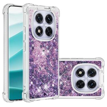 Imagem de MRRSIWEI Capa com glitter brilhante para Xiaomi Redmi Note 14 Pro 5G / 14 Pro Plus, capa transparente flutuante de TPU macio para mulheres e meninas capa para Redmi Note 14 Pro 5G. Roxo líquido
