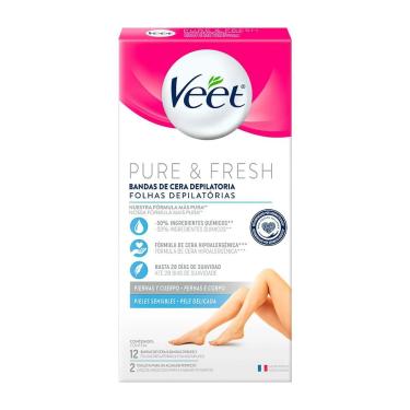 Imagem de Cera Depilatória Corporal Veet Pure e Fresh 12 Unidades
