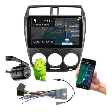 Imagem de Multimidia 10" City 2008 a 2014 Ar Analógico Android Auto CarPlay + Câmera de Ré