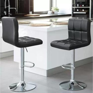 Imagem de Kit 2 Cadeiras Alta Gomos Estofada Giratoria Confortavel Cozinha Bar