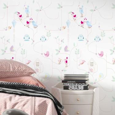 Imagem de Papel De Parede Adesivo Pássaro Minimalista Quarto 3m - DELIQUADROS