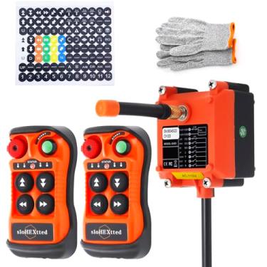 Imagem de sloHEXtted Kit De Controle Remoto Para Ponte Rolante Industrial Sem Fio 4 Botões, Transmissor E Receptor Rádio 12 V 24 Controlador Guincho Elétrico Corrente (2Tr 1Re)