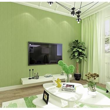 Imagem de Papel de parede moderno não tecido listrado vertical não autoadesivo cor sólida quarto sala de estar restaurante decoração papel de parede verde grama 53 * 950 cm