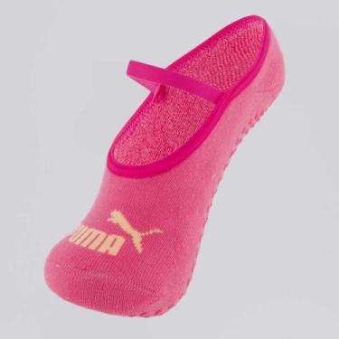 Imagem de Meia Puma Pilates Feminina Rosa e Laranja, 34-39