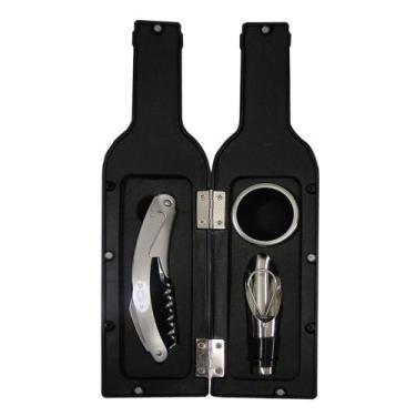 Imagem de Kit Abridor Tampa de Vinho 3 Peças Garrafa Emborrachada DS-1178 - COMM