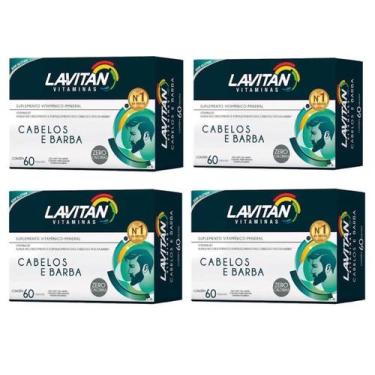 Imagem de Kit 4 Lavitan Cabelo/Barba 60 Cap Vitaminas P/Homens Biotina