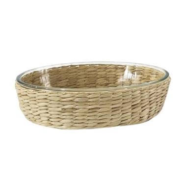 Imagem de Travessa Oval Vimini em Vidro Borossilicato e Revestimento em Rattan L26,8Xp19Xa6,5Cm Dynasty - Full Fit