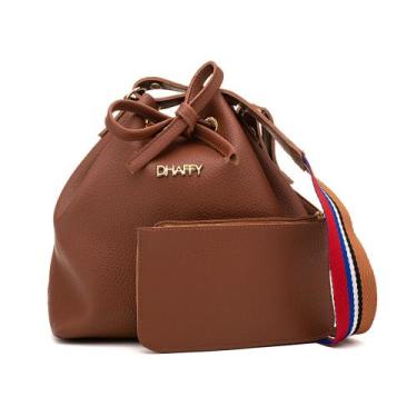 Imagem de Bolsa Feminina Saco Ilhós Com Necessarie - Dhaffy Bolsas, Marrom