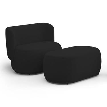 Imagem de Namoradeira com Puff Orgânico Molly 02 Lugares Veludo Preto - Desk Design