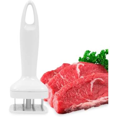 Imagem de Amaciador De Carne Furador Batedor Manual Inox Churrasco Cor:Branco