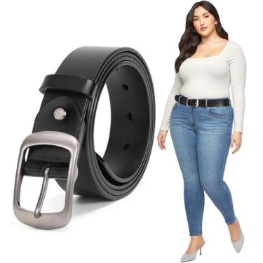 Imagem de Cinto JASGOOD Plus Size de couro feminino preto para cintura 122-132 c