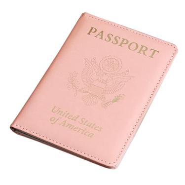 Imagem de Carteira de passaporte PU espessa para passaporte dos EUA, porta-passaporte, multifuncional, porta-cartão de vacina, bolsa para passaporte, mini capa para passaporte, Laranja, rosa, One Size
