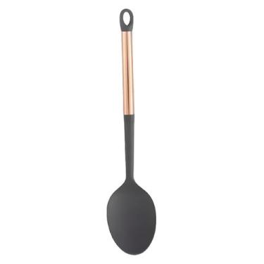 Imagem de Colher Multiuso Cor Cinza Nylon Cabo Rose Aço Inox Gold Para Cozinha -