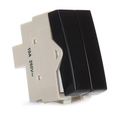 Imagem de Módulo Interruptor Duplo 2 em 1 Simples Sleek Preto Ebony Margirius, P