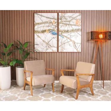 Imagem de Conjunto 2 Poltronas Estofadas em Madeira Maciça Cléo Marrom Claro  St