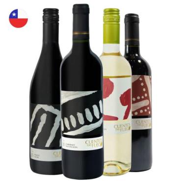 Imagem de Kit 4 Vinhos Chilenos Pinot Noir Carmenere Cabernet e Sauvignon Blanc 
