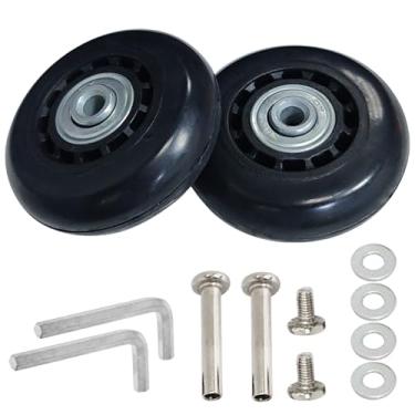 Imagem de Bestookits Rodas de bagagem de substituição Conjunto de reparo de rodas transparentes para reparo de carrinhos resistentes ao desgaste para bolsa de carrinho, skate em linha e rodízios, Preto, 60x18mm