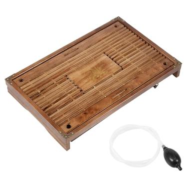Imagem de Bandeja de chá de madeira, bandeja de chá de gongfu chinês com gaveta tipo drenagem de armazenamento de água, mesa de chá de gongfu, bandeja de servir chá com filtro doméstico, conjunto de presente