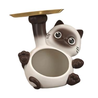 Imagem de Generic Porta-chaves de resina para decoração de casa, estatueta de gato, porta-chaves, tigela de doces para escritório, mesa de entrada