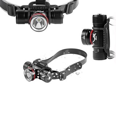 Imagem de UEQIOV Luz de mergulho, farol de mergulho, farol subaquático profissional 3 em 1, farol profissional IPX8 à prova d'água, lanterna subaquática para mergulho, espeleologia, mergulho com snorkel