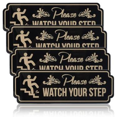 Imagem de OLYCRAFT 4 peças de acrílico autoadesivo, 22 x 7,6 cm, sinal de lembrete de aviso de acrílico com fita adesiva, observe seus adesivos de sinalização para casa, negócios, escritórios, restaurantes