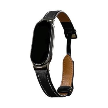 Imagem de Pulseira para Xiaomi Mi Band 10, 9 e 8, pulseira de substituição em couro legítimo, correia magnética ajustável, acessórios para Xiaomi (Preto, Mi Band 10)