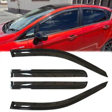 Imagem de Ratzsdala Defletores de vento de janela lateral à prova de chuva para Ford Fiesta 2009-2019 (Sedan & Hatchback), conjuntos de proteção contra chuva de sol com fita, viseiras de janela bonitas para