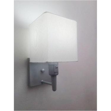 Imagem de Arandela Quadrada Md-2019 Cinza C- Inter Liga E Desl Cúpula Em Tecido Branco - Bivolt