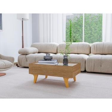 Imagem de Mesa Centro Bechara SENA Retangular com Espelho Apoio Mesinha Decorati