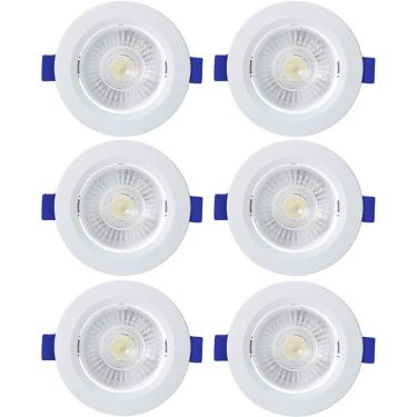 Imagem de Kit 6 Spot De Led Embutir Slim Mr16 Redondo 6w Bivolt 3000k Quente