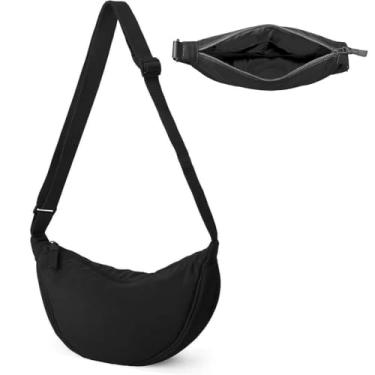 Imagem de TOPNICE Bolsa tiracolo de nylon crescente feminina Luna Dumpling Bag Leve Média Hobo Sling Bag Pochete de Viagem, Preto, Small