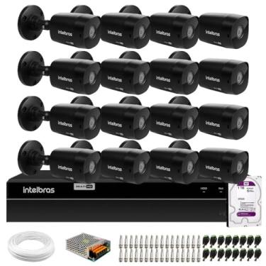 Imagem de Kit 16 Câmeras Intelbras Vhd 1230 B Full Hd 1080p Bullet Black G7 Visão Noturna 30m Ip67 + Dvr Intelbras Mhdx 1216 Full Hd 16 Canais Multi Hd + Hd 1tb