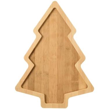 Imagem de Bandeja de madeira para aperitivos de Natal em forma de árvore de Natal, bandeja de servir de sushi, bandeja de charcutaria de madeira, lanche, sobremesa, doces, prato para cozinha, 38 x 28 x 0,59 cm