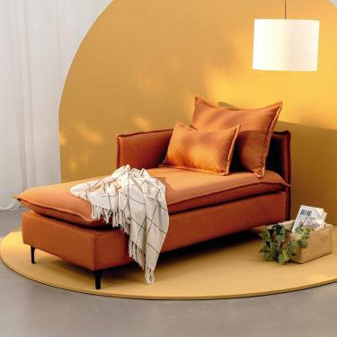 Imagem de Sofá Modular Chaise Braço Lateral Com Pé Metal Sôma CabeCasa MadeiraMadeira Mocha Mousse