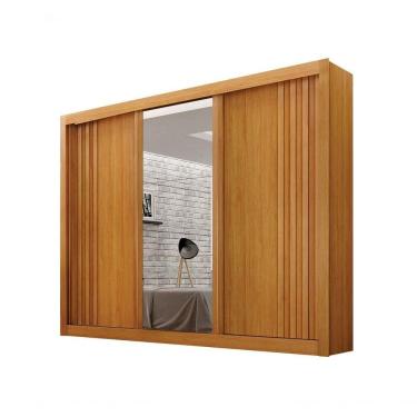 Imagem de Guarda-roupa Casal 100% Mdf 3 Portas 4 Gavetas Com 3 Espelhos Milano Leifer Móveis Cinamomo