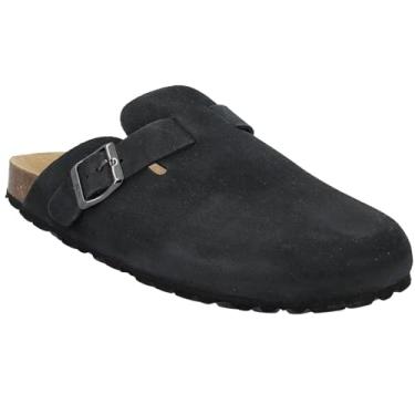 Imagem de CMP Pantufas masculinas de camurça NAVARRO – Sapatos de camurça premium estilo italiano para uso interno/externo – Palmilha anatômica de cortiça, suporte de arco e sola de EVA – Feito na Europa, Nero