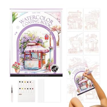 Imagem de Livro de colorir para água | Livro de prática dobrável em aquarela - Kit multifuncional de pintura para desenho profissional, artigos de papelaria a granel para adultos, pintores, estudantes, arte