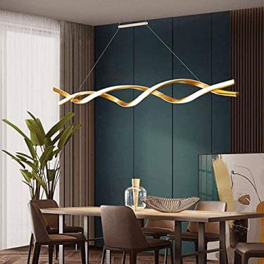 Imagem de Lustre LED Pendente de Teto Regulável com Controle Remoto Luminária Pendente Alumínio Acrílico Moderno Lustre LED Decoração de Ilha de Cozinha Luz Pendente, Dourado-31,4 * 3,9 pol.