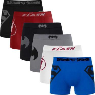 Imagem de Kit 6 Cuecas Microfibra Infantil Menino Heróis Liga da Justiça Superma