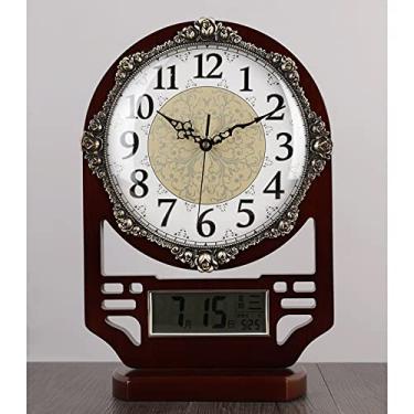 Imagem de Relógio de mesa relógio de secretária - design rústico de metal moderno com pilhas para quarto, escritório, cozinha - pequeno ecrã analógico clássico - decoração elegante para casa para mesa de esc