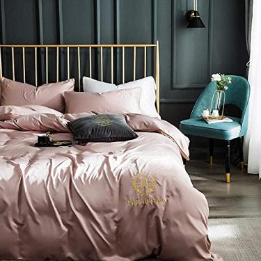 Imagem de AKALNNB Conjunto de cama nórdico de seda gelo conjunto de cama de quatro peças Feng Shui leve seda-Ya Yun cinza 1,8 m [adequado para colcha 200x230] terno de quatro peças