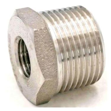 Imagem de 3/10.2 cm NPT macho x 1/10.2 cm NPT fêmea 304 aço inoxidável redutor bucha forjada encaixe de tubulação 3000 PSI água gás óleo