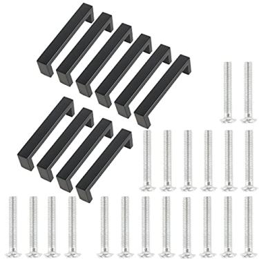 Imagem de LM Pacote com 5/10 puxadores quadrados de armário de aço inoxidável puxadores de gaveta simples modernos puxadores de gaveta 128/160/192 mm furos centrais para armário puxadores de armário puxadores