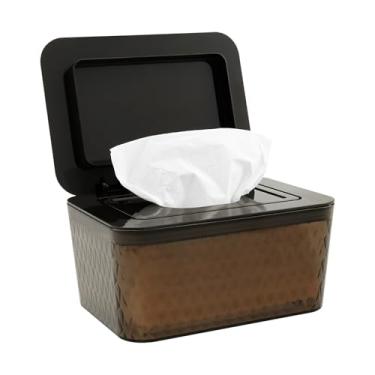Imagem de Dispensador de lenços com tampa, recipiente de plástico para lenços de grande capacidade, à prova de poeira, recarregável, caixa de lenços umedecidos para banheiro, cozinha, quarto de crianças