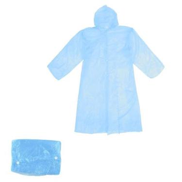 Imagem de Capa De Chuva Plástica Com Botão e Capuz 80x60 Adulto - Wellmix, Azul