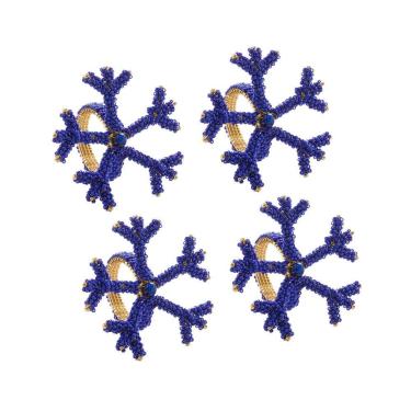 Imagem de Cj 4 Anéis/Argolas de Metal P/Guardanapos Coral Azul Royal Decor