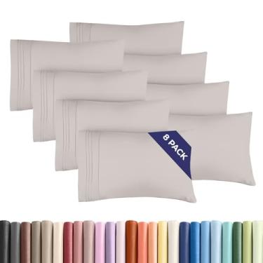 Imagem de Conjunto de 8 fronhas Queen – Capas de almofada ultra macias de qualidade hoteleira – Confortáveis, aconchegantes e sem rugas – Resistente a encolhimento, manchas e desbotamento – Protetores de